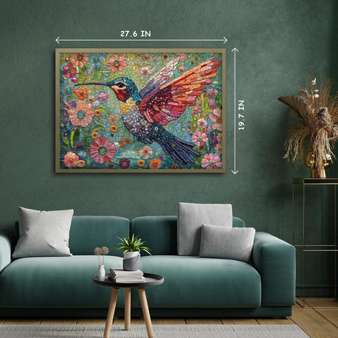 PICKFORU Hummingbird 1000 Puzzles for Adults Pieces, Nature Birds Flower Jewel Art Puzzle, Difficult Crystal Diamond