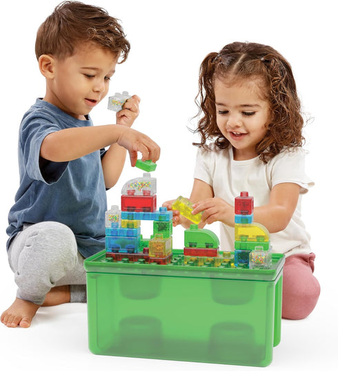 2-in-1 2+ Goliath Jelly Blox Stash 'N Stack Storage Case | Toddler & Preschool Building Blocks Kids Can Squeeze