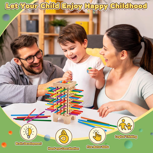 Centtechi 42 3 4 5 6 Counting Montessori Game Wooden Board Game, Colorful Wooden Sticks Dice Game Math Educational Toys