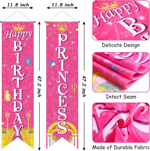 Sumind Princess Birthday Pink Decorations, Royal Door Banner Photo Backdrop for Girl Women Theme Party Baby Shower