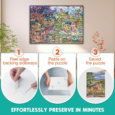 8 1000-Piece Nariolar Ultra-Adhesion Transparent Puzzle Glue Sheets, Puzzle Saver Sheets for Preserving Up to Jigsaws