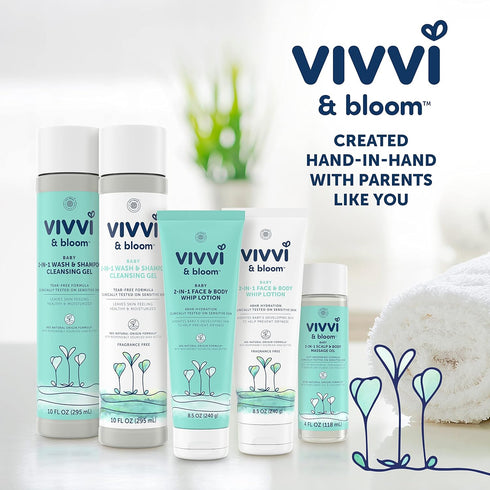 2-in-1 10 Oz Vivvi & Bloom Gentle Baby Wash & Shampoo Cleansing Gel, Leaves Sensitive Skin Feeling Healthy