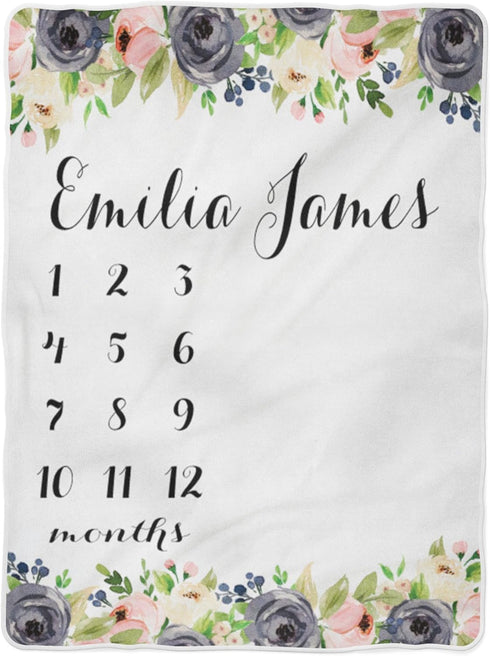 WolfeDesignPDD Baby Milestone Blanket Personalize Baby Blanket Monogram Baby Blanket Name Blanket Swaddle