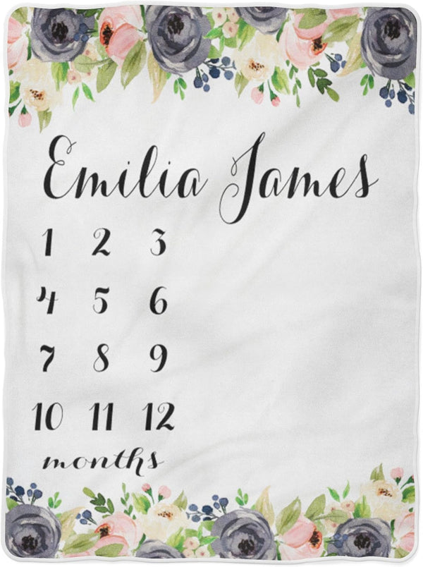 WolfeDesignPDD Baby Milestone Blanket Personalize Baby Blanket Monogram Baby Blanket Name Blanket Swaddle