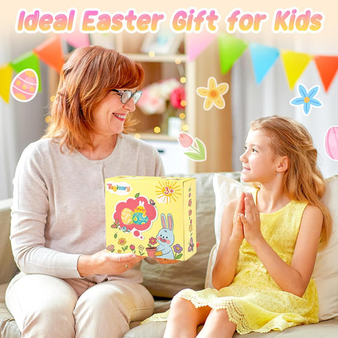 Tagitary Easter Plush Bunny and Jumping Chick Wind Up Toys Plush Rabbit and Chicken Toy for Kids Toddlers Easter Egg
