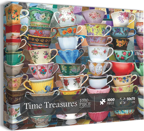 PPuzzling 1000 Teacups Puzzle for Adults Pieces, Colorful Tea Time Jigsaw Puzzles Features Classical Coffee Tea Cups