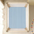CZXW 52" 28" Blue White Stripes Crib Sheets Fitted x Natural Cotton Soft & Breathable for Baby Crib Mattress