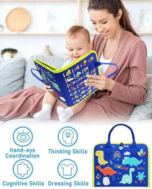 Busy Board Montessori Toys for 1-4 Year Old Boys & Girls, Sensory Educational Travel Toys for Fine Motor Skills