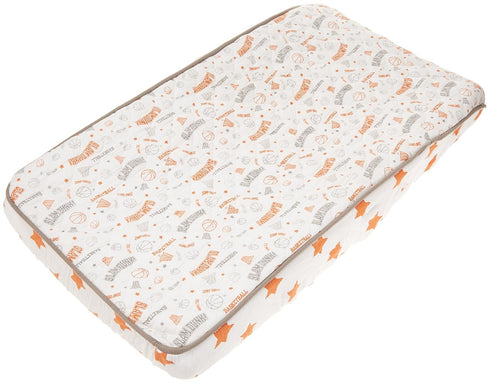 Bacati Basketball Orange/Grey Muslin Quilted Changing Pad Cover