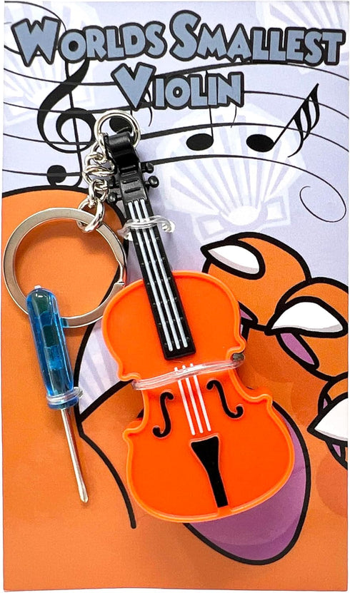 MunnyGrubbers - Original World's Smallest Violin Toy Keychain With Playable Sad Music - Tiny Mini Violin Keychain