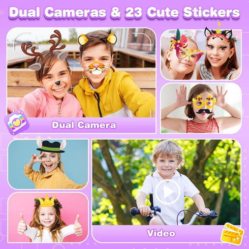 Kids Phone Toys for 3-8 Year Old Girls - Touchscreen Toddler Phone with Camera, MP3 Player, Games, Habit Tracker