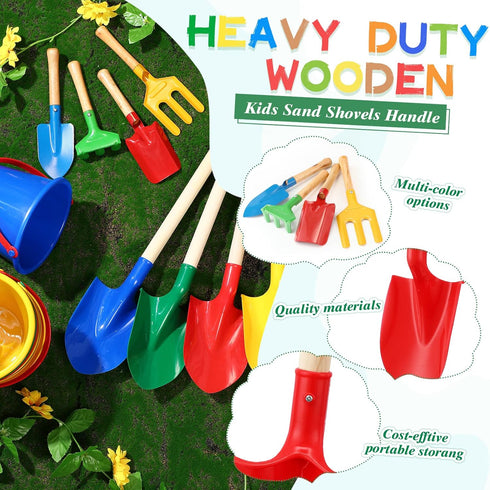 12 12 12 22 Inches Summer 4 Jexine Pcs Sand Buckets and Shovels for Kids Beach Sand Toys Bulk Plastic Beach Buckets