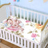 SyXIOP 28" 52" Romantic Blue and Pink Roses Cooling Baby Mattress Cover x Ultra Soft Crib Bumper Pads for Baby&Toddler
