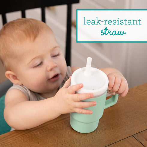 1st 9 Oz. Infantino My Tumbler, Silicone Sippy Cup with Straw & Handle, Spill-Resistant Baby Cup for On-the-Go