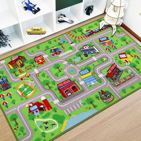 Capslpad Kids Rug Educational Play Rug 5' x 2.7' Traffic Road Kids