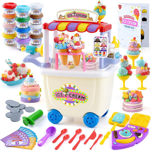 PLAY Ice Cream Cart Toys for Kids - Color Dough Sets for