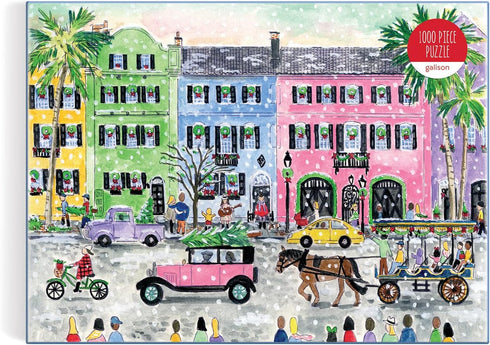 Michael Storrings Christmas in Charleston - 1000 Piece Puzzle from Galison - Beautifully Illustrated Scene