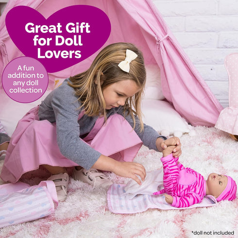 2 13" 3+ Adora Baby Doll Diaper Bag with Sturdy Straps, Includes Changing Mat and Doll Diapers (Fits Dolls), Birthday