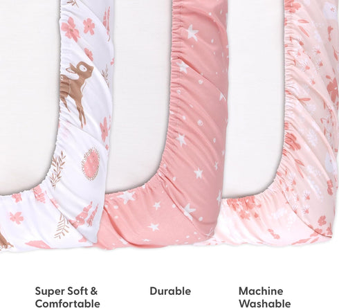 3-Pack Pack Pack The Peanutshell Fitted Playard Sheets - Soft & Breathable Baby Girl Mini Crib Sheets, N Play Mattress