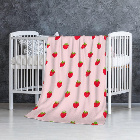 Pink Strawberry Baby Blanket for Boys Girls Super Soft Blanket Swaddle Newborn Cozy Receiving Blanket Stroller Throw 40x30 in for Puppy