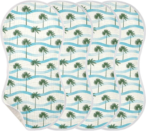 decor gift Summer 4 Pack 22x11in Cotton Muslin Burp Cloths Large Easy Care Beach Palm Tree Feeding Cloth for Babies boy