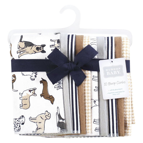 Hudson Baby Unisex Baby Flannel Burp Cloth 10pk, Handsome Dogs, One Size by Hudson Baby