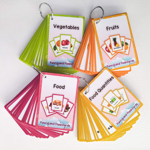 Richardy Fruits/Vegetable/Foods/Food Quantities Flash Cards English Flash Cards Pocket Card Learning Toys for Children
