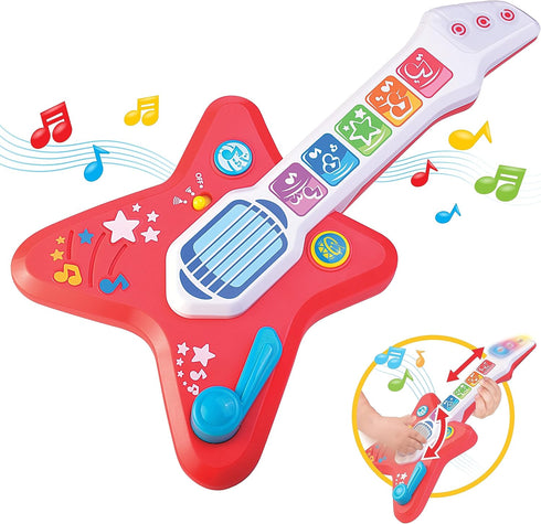 Toddler Light Up Magic Touch Guitar Music Toy with Volume Control - Infant Touch Sensor Instrument for Kids 12-36 Months