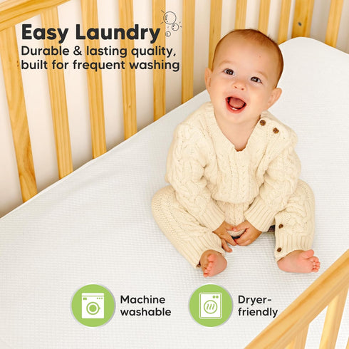 2-Pack 52" 28" Waterproof Crib Mattress Protector Cover Fitted - Quiet Baby Crib Mattress Pad Sheets, x Soft Quilted