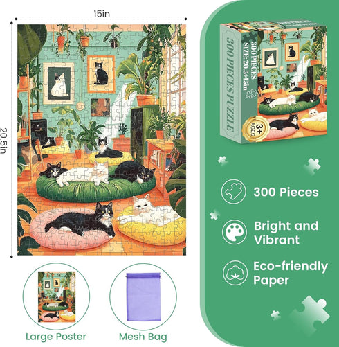 300 Adults,300 8-10 10-12 Aniamls 300 20.5x15 Jigsaw Puzzles Pieces for Piece Puzzles for Kids Ages Cat Puzzle Pieces