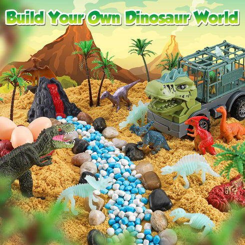 2.2lbs 3 4 5 6 7 8 FRUSE Dinosaur Sensory Bin Toys,Play Sand Art Kit with Sensory Play Sand,Glow in The Dark
