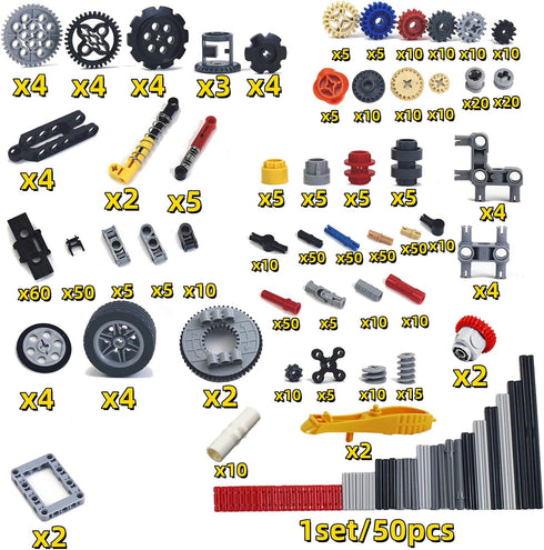 720Pcs Sets Pack Technical Cars Gears Cross Axles Technical Parts Accessories Wheels Connectors Pieces Chain Link Pins