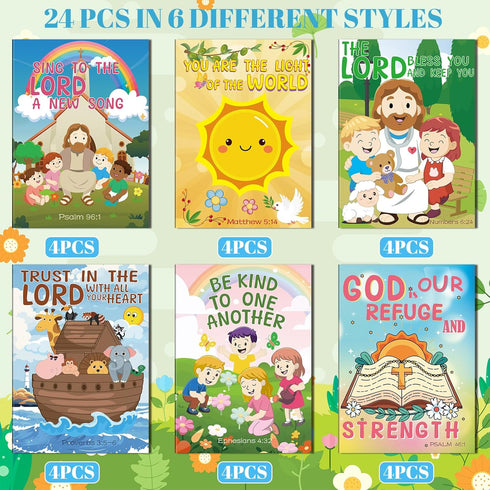 24Pcs Kalysky Christian Bible Coloring Books for Kids, Mini Religious Jesus Stories Booklet Bulk,DIY Art Drawing Book
