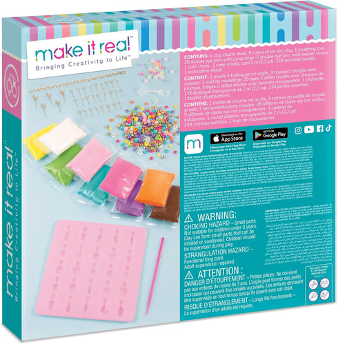 Make It Real:Clay Charm DIY Jewelry Kit - Make 30+ Clay No Bake Charms to Attach to Your Chain, Arts & Crafts, Girls & Kids Ages 8+