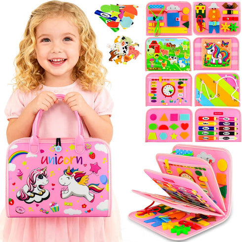 Pnooe Toddler Busy Board Montessori Toys for Toddler 1-3 Year Old, Girl Birthday