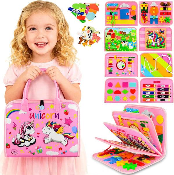 Pnooe Toddler Busy Board Montessori Toys for Toddler 1-3 Year Old, Girl Birthday