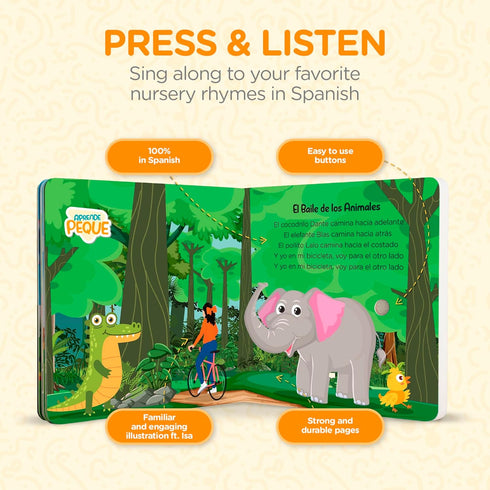 Aprende Peque 14 6 Musical Sound Book for Toddlers | Canta con Isa: Mis Canciones Favoritas | Interactive Spanish Music