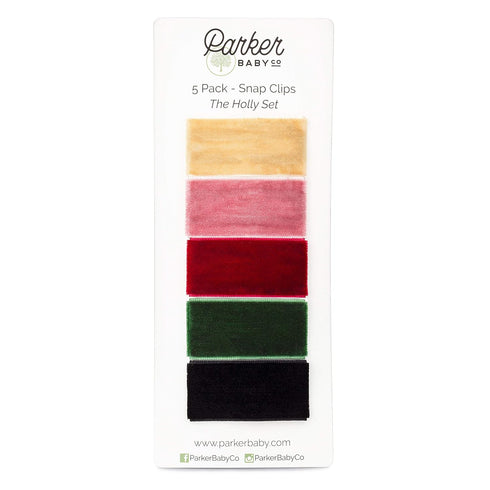 Parker Baby Girl Hair Clips - One-Size Velvet Snap Barrettes for Newborns & Toddlers, 5 Pack