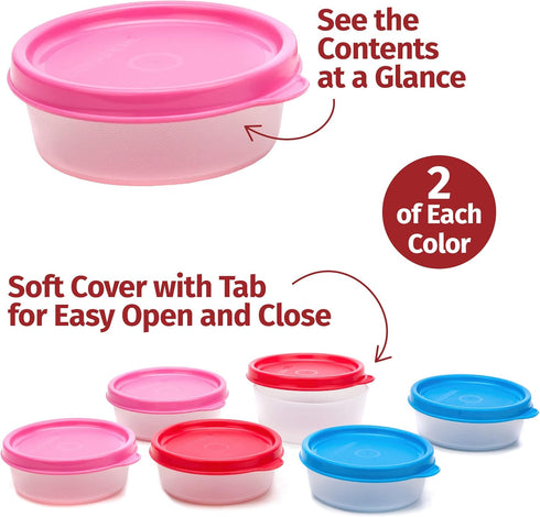 SIGNORA WARE 6 pk Condiment Containers with Lids - 2.3 oz Small Food Storage for Salad Dressing, Leak Proof