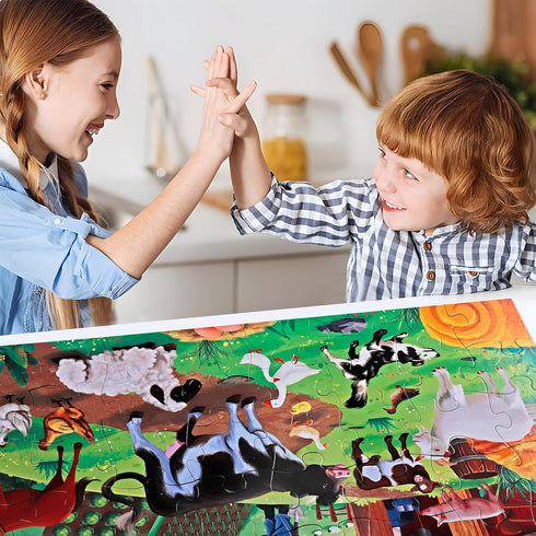 Puzzles,48 3-5,Children 4-8 Jumbo Floor Puzzle for Kids,Farm Animals Jigsaw Large Piece Barn Puzzle for Toddler Ages