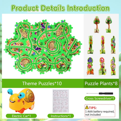 VESPRO 10Pcs Set 3-8, Set, 3 4 5 6 Puzzle Racer Kids Car Track for Toddlers Boys, Race Tracks for Kids Ages Puzzle