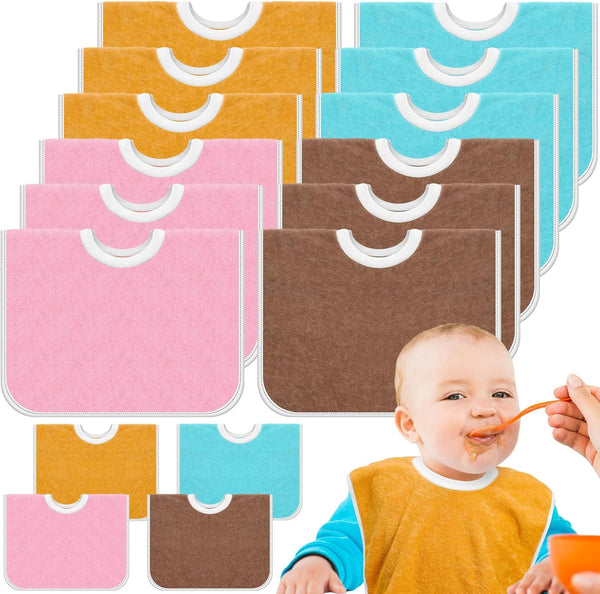 Bonuci 12 Pack Toddler Baby Bibs 15x13 Inch Pullover Full Coverage Bibs