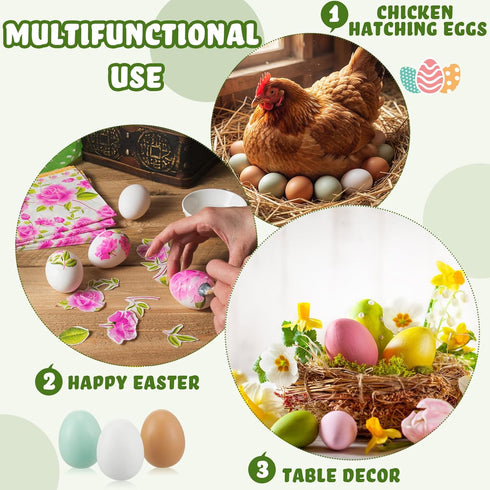 72 Syhood Pcs Wooden Easter Eggs Fake Eggs Faux Chicken Egg Wooden Egg for Crafts Get Hens to Lay Nesting Home Easter