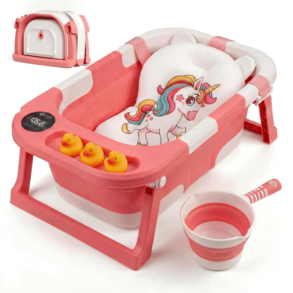 Collapsible Baby Bathtub for Newborn Infant Girl & Boy 0-24 Months, Foldable