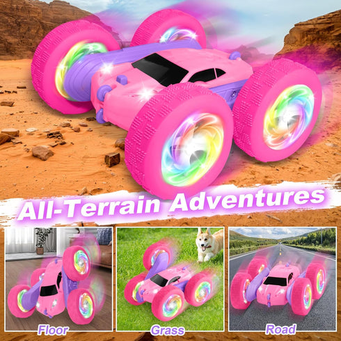 2.4 360Rotating 6 7 8 9 10 11 12 Remote Control Car, RC Cars for Girls, GHz Double Sided RC Crawler with Upgraded USB-C