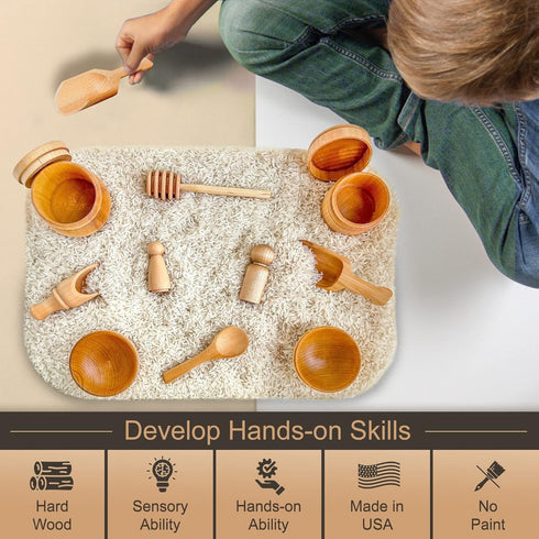 10 Piece Wooden Tool Set for Sensory Bins - Wooden Sensory Tool Sets, Perfect for Kids' Play