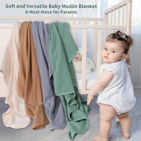 GUNTAIL 2 Pack 41 41 inches Muslin Swaddle Blankets for Newborn, Breathable Soft Receiving Blanket, Large x Swaddle