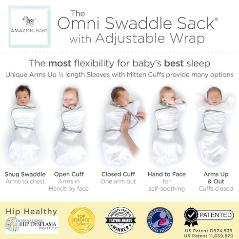Set, 0-3 6-Way Amazing Baby Gift On Safari and Sterling, Mo Omni Swaddle Sack for Newborn, Swaddle with Arms Up