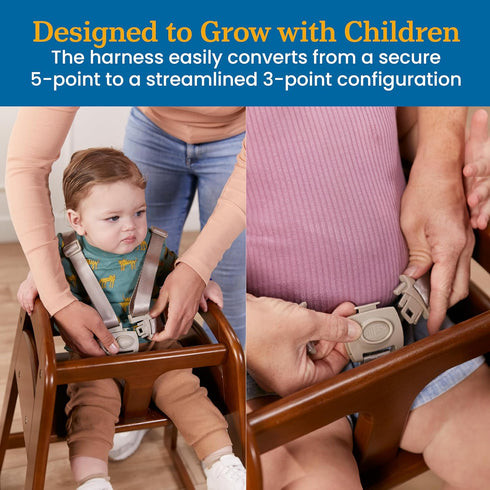 ECR4Kids 5-Point Universal T-Lock Harness, Compatible with ASATT High Chair, Replacement Part, Grey