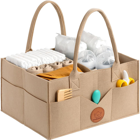 KeaBabies Taupe Diaper Caddy Organizer - Portable Baby Organizer for Nursery, Car Storage, and Gift Basket